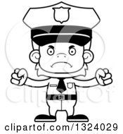 Lineart Clipart Of A Cartoon Black And White Mad Orangutan Monkey Police Officer Royalty Free Outline Vector Illustration