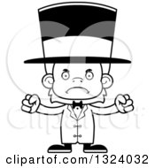Lineart Clipart Of A Cartoon Black And White Mad Orangutan Monkey Circus Ringmaster Royalty Free Outline Vector Illustration