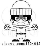 Lineart Clipart Of A Cartoon Black And White Mad Orangutan Monkey Robber Royalty Free Outline Vector Illustration