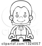 Poster, Art Print Of Cartoon Black And White Happy Orangutan Monkey Business Man