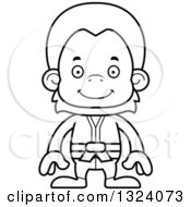 Poster, Art Print Of Cartoon Black And White Happy Karate Orangutan Monkey