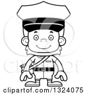 Lineart Clipart Of A Cartoon Black And White Happy Orangutan Monkey Mailman Royalty Free Outline Vector Illustration