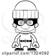 Lineart Clipart Of A Cartoon Black And White Happy Orangutan Monkey Robber Royalty Free Outline Vector Illustration