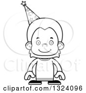 Poster, Art Print Of Cartoon Black And White Happy Orangutan Monkey Wizard