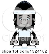 Clipart Of A Cartoon Happy Fitness Gorilla Royalty Free Vector Illustration