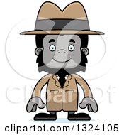 Clipart Of A Cartoon Happy Gorilla Detective Royalty Free Vector Illustration
