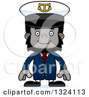 Clipart Of A Cartoon Happy Gorilla Captain Royalty Free Vector Illustration