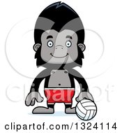 Clipart Of A Cartoon Happy Gorilla Beach Volleyball Player Royalty Free Vector Illustration