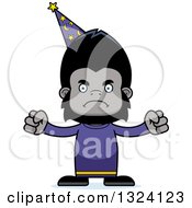 Clipart Of A Cartoon Mad Gorilla Wizard Royalty Free Vector Illustration