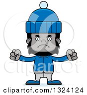 Clipart Of A Cartoon Mad Gorilla In Winter Clothes Royalty Free Vector Illustration