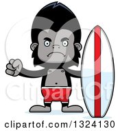 Clipart Of A Cartoon Mad Gorilla Surfer Royalty Free Vector Illustration