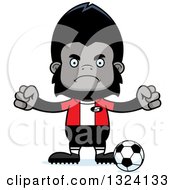 Clipart Of A Cartoon Mad Gorilla Soccer Player Royalty Free Vector Illustration