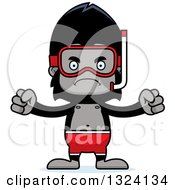 Clipart Of A Cartoon Mad Gorilla In Snorkel Gear Royalty Free Vector Illustration