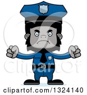 Clipart Of A Cartoon Mad Gorilla Police Officer Royalty Free Vector Illustration