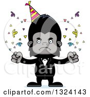 Clipart Of A Cartoon Mad Party Gorilla Royalty Free Vector Illustration