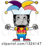 Clipart Of A Cartoon Mad Gorilla Jester Royalty Free Vector Illustration