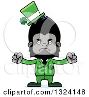 Clipart Of A Cartoon Mad St Patricks Day Gorilla Royalty Free Vector Illustration