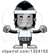 Clipart Of A Cartoon Mad Fitness Gorilla Royalty Free Vector Illustration