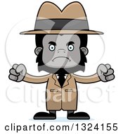 Clipart Of A Cartoon Mad Gorilla Detective Royalty Free Vector Illustration