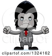 Clipart Of A Cartoon Mad Gorilla Businessman Royalty Free Vector Illustration