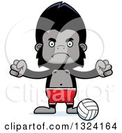 Clipart Of A Cartoon Mad Gorilla Beach Volleyball Player Royalty Free Vector Illustration