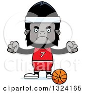 Poster, Art Print Of Cartoon Mad Gorilla Basketball Player