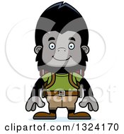 Clipart Of A Cartoon Happy Gorilla Hiker Royalty Free Vector Illustration