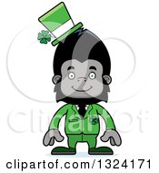 Clipart Of A Cartoon Happy St Patricks Day Gorilla Royalty Free Vector Illustration
