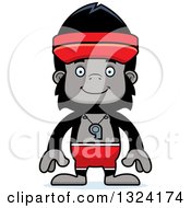 Clipart Of A Cartoon Happy Gorilla Lifeguard Royalty Free Vector Illustration