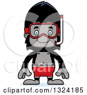 Poster, Art Print Of Cartoon Happy Gorilla In Snorkel Gear