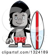 Clipart Of A Cartoon Happy Gorilla Surfer Royalty Free Vector Illustration by Cory Thoman