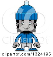 Poster, Art Print Of Cartoon Happy Gorilla In Winter Clothes