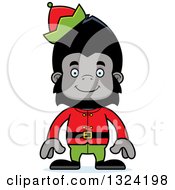 Poster, Art Print Of Cartoon Happy Gorilla Christmas Elf