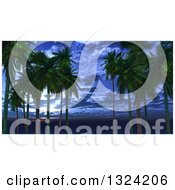 Poster, Art Print Of 3d Palm Trees Against A Dusk Sky