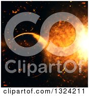 Clipart Of A 3d Fictional Planet Exploding Royalty Free Illustration