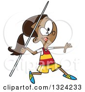 Cartoon Black Track And Field Girl Throwing A Javelin