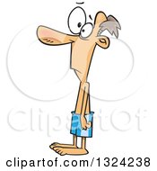 Clipart Of A Cartoon Skinny 98 Pound Man In Boxers Royalty Free Vector Illustration