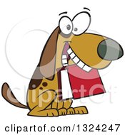 Poster, Art Print Of Cartoon Brown Dog Sitting With A Book In His Mouth