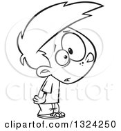 Poster, Art Print Of Cartoon Black And White Boy Looking Stunned
