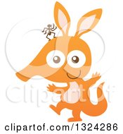 Clipart Of A Cartoon Baby Aardvark With An Ant On His Head Royalty Free Vector Illustration by Zooco