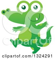 Clipart Of A Cartoon Baby Green Crocodile Royalty Free Vector Illustration