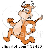 Cartoon Scared Cow Running Upright