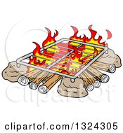 Cartoon Grill Over A Camp Fire