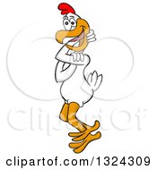 Poster, Art Print Of Cartoon White Twisted Chicken