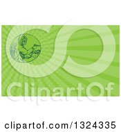 Poster, Art Print Of Sketched Or Engraved Herbicide Sprayer And Green Rays Background Or Business Card Design 2