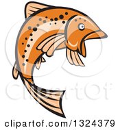 Poster, Art Print Of Retro Orange Leaping Rainbow Trout Fish