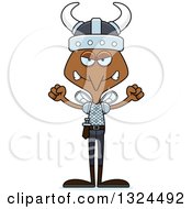 Clipart Of A Cartoon Angry Mosquito Viking Royalty Free Vector Illustration