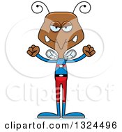 Clipart Of A Cartoon Angry Mosquito Super Hero Royalty Free Vector Illustration