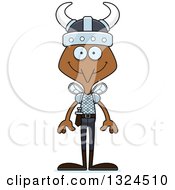 Clipart Of A Cartoon Happy Mosquito Viking Royalty Free Vector Illustration