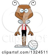Cartoon Happy Mosquito Volleyball Player
